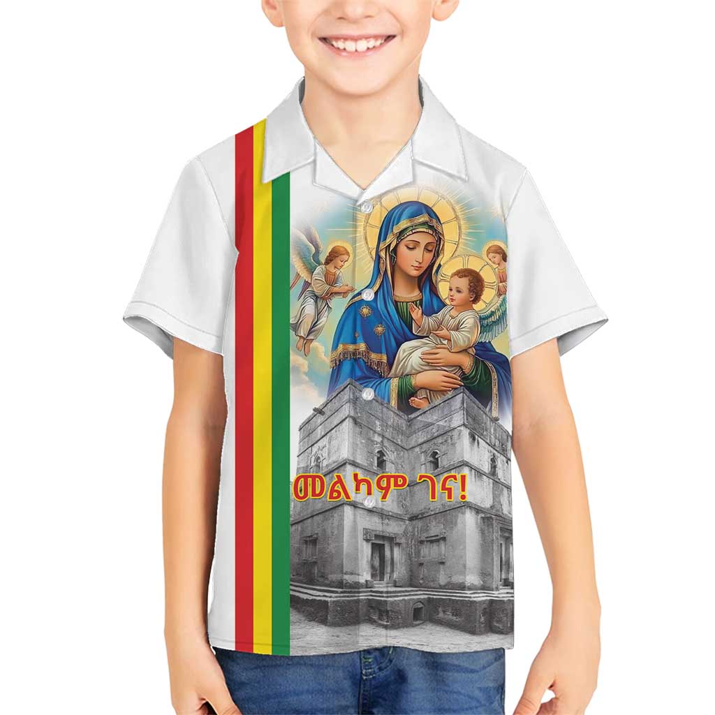 Ethiopian Christmas Family Matching Off Shoulder Maxi Dress and Hawaiian Shirt Saint Mary Lalibela Churches - Wonder Print Shop