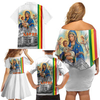 Ethiopian Christmas Family Matching Off Shoulder Short Dress and Hawaiian Shirt Saint Mary Lalibela Churches - Wonder Print Shop