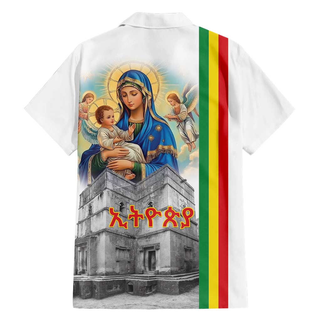 Ethiopian Christmas Family Matching Off Shoulder Short Dress and Hawaiian Shirt Saint Mary Lalibela Churches - Wonder Print Shop