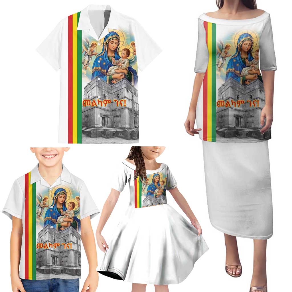 Ethiopian Christmas Family Matching Puletasi and Hawaiian Shirt Saint Mary Lalibela Churches - Wonder Print Shop