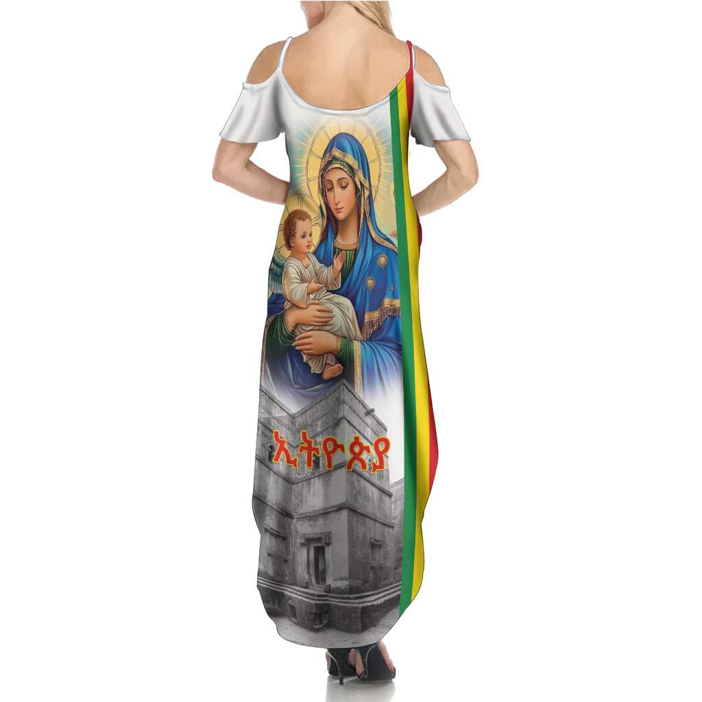 Ethiopian Christmas Family Matching Summer Maxi Dress and Hawaiian Shirt Saint Mary Lalibela Churches - Wonder Print Shop