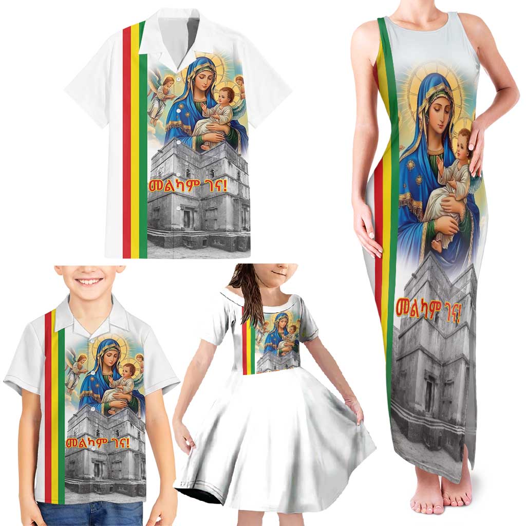 Ethiopian Christmas Family Matching Tank Maxi Dress and Hawaiian Shirt Saint Mary Lalibela Churches - Wonder Print Shop
