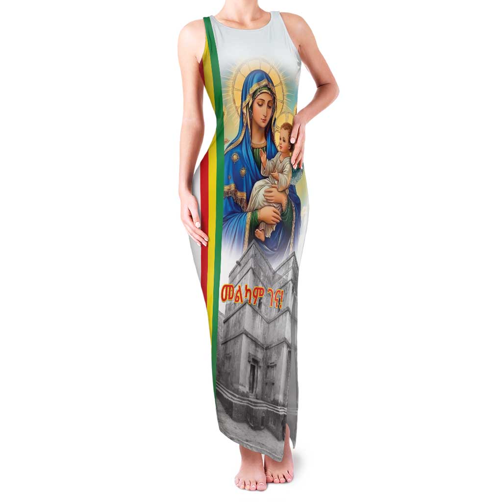 Ethiopian Christmas Family Matching Tank Maxi Dress and Hawaiian Shirt Saint Mary Lalibela Churches - Wonder Print Shop