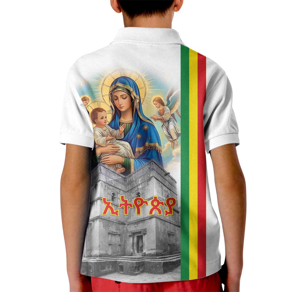 Ethiopian Christmas Kid Polo Shirt Saint Mary Lalibela Churches - Wonder Print Shop