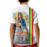 Ethiopian Christmas Kid Polo Shirt Saint Mary Lalibela Churches - Wonder Print Shop