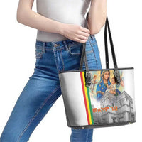 Ethiopian Christmas Leather Tote Bag Saint Mary Lalibela Churches - Wonder Print Shop