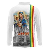 Ethiopian Christmas Long Sleeve Polo Shirt Saint Mary Lalibela Churches - Wonder Print Shop