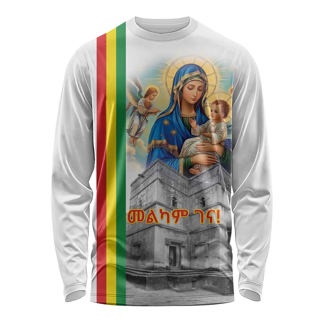 Ethiopian Christmas Long Sleeve Shirt Saint Mary Lalibela Churches - Wonder Print Shop