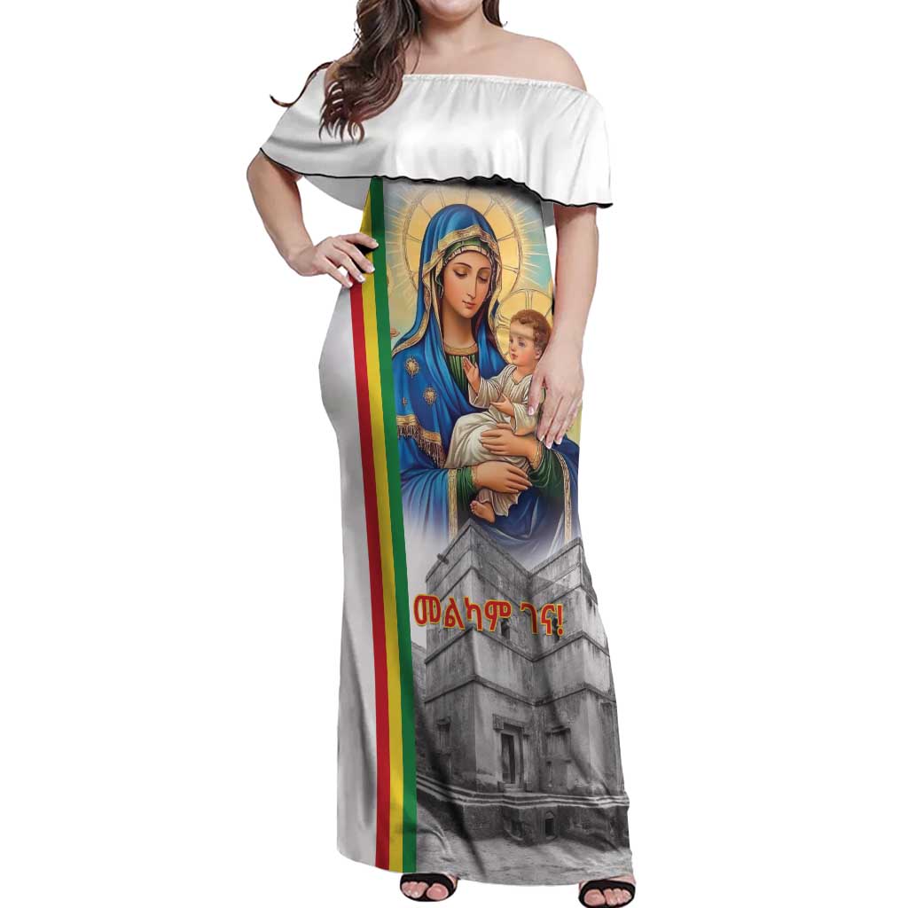 Ethiopian Christmas Off Shoulder Maxi Dress Saint Mary Lalibela Churches - Wonder Print Shop