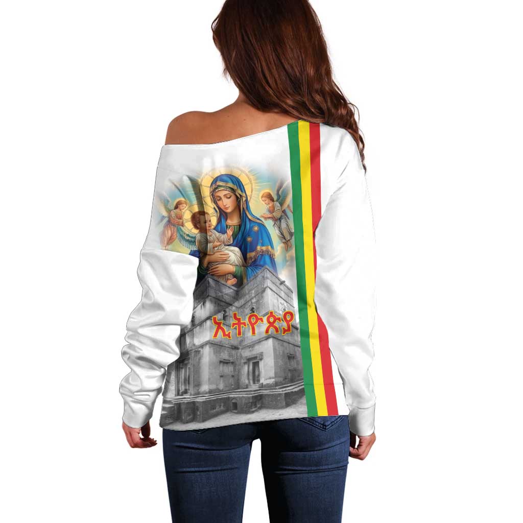 Ethiopian Christmas Off Shoulder Sweater Saint Mary Lalibela Churches - Wonder Print Shop