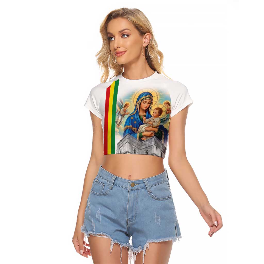 Ethiopian Christmas Raglan Cropped T Shirt Saint Mary Lalibela Churches - Wonder Print Shop