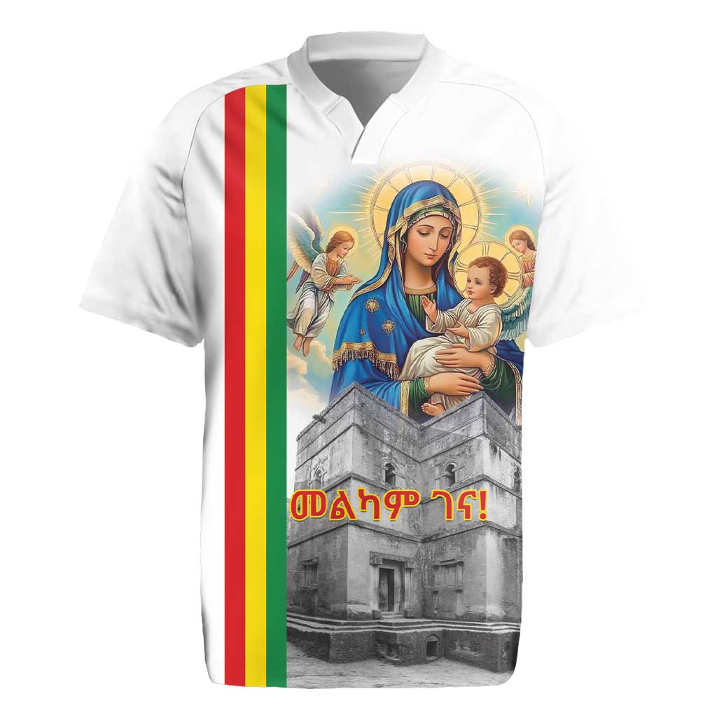 Ethiopian Christmas Rugby Jersey Saint Mary Lalibela Churches - Wonder Print Shop