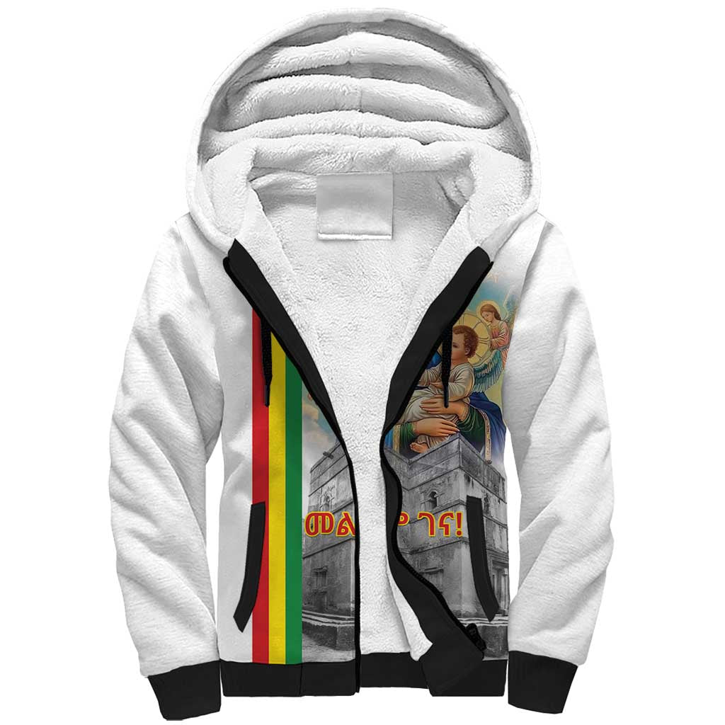 Ethiopian Christmas Sherpa Hoodie Saint Mary Lalibela Churches - Wonder Print Shop