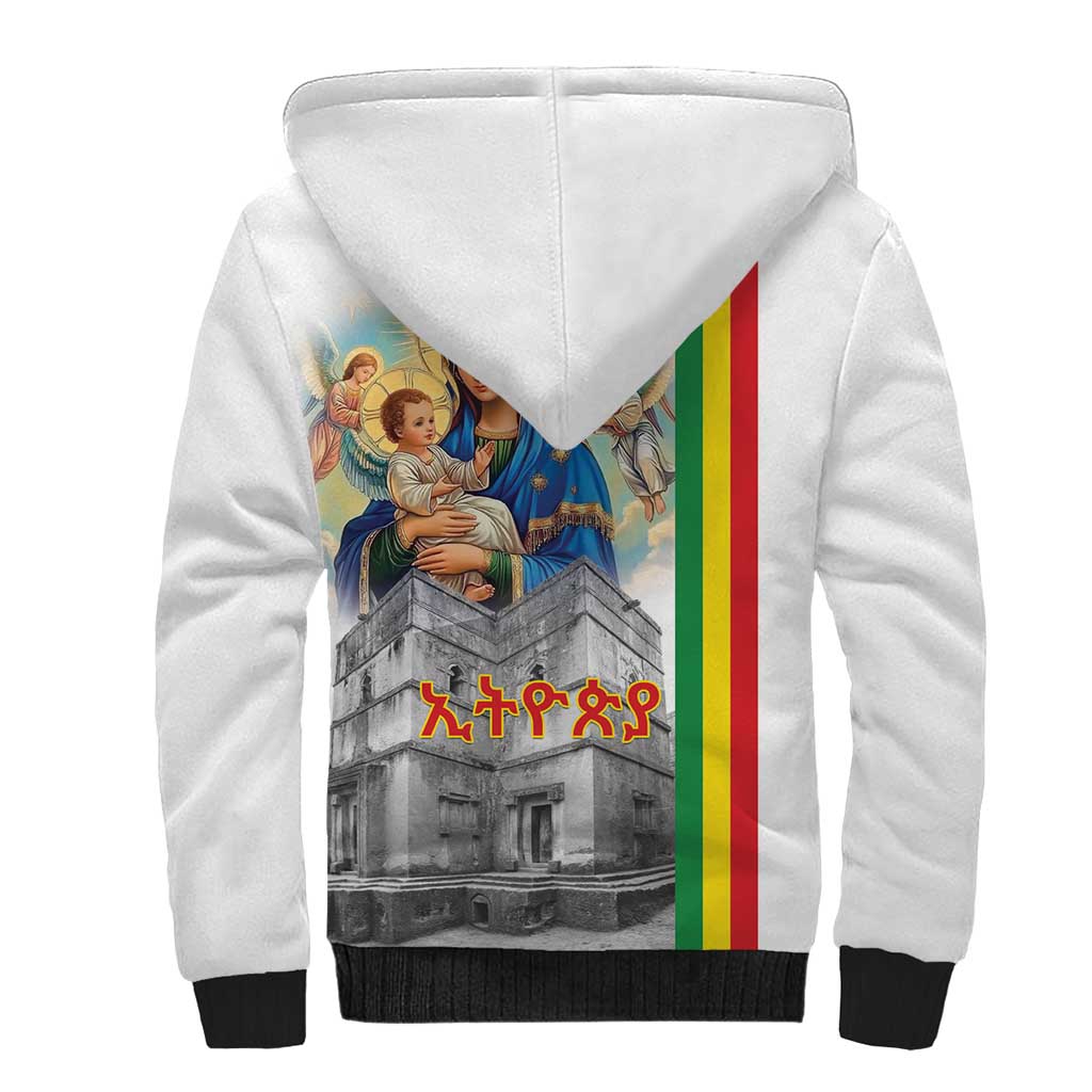 Ethiopian Christmas Sherpa Hoodie Saint Mary Lalibela Churches - Wonder Print Shop