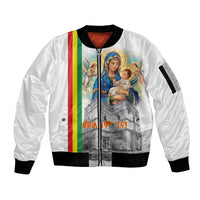 Ethiopian Christmas Sleeve Zip Bomber Jacket Saint Mary Lalibela Churches - Wonder Print Shop
