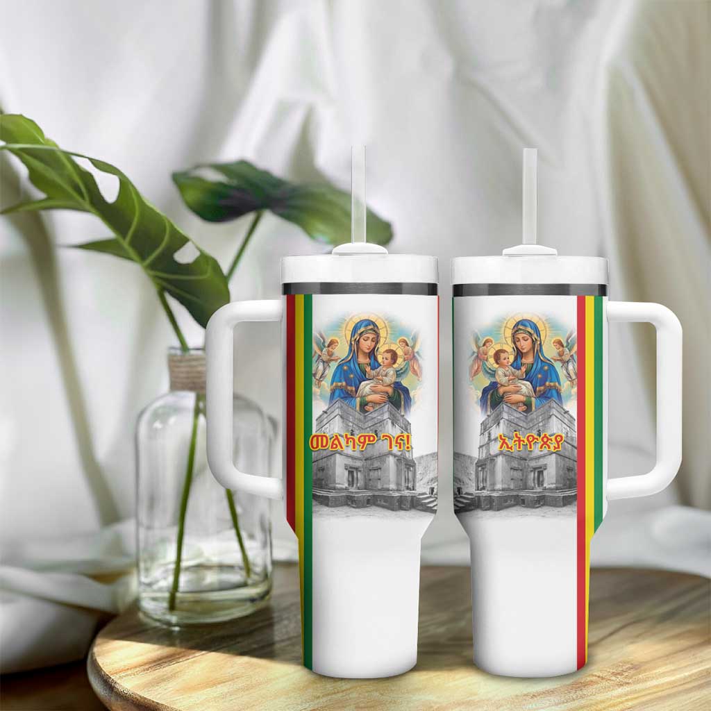 Ethiopian Christmas Tumbler With Handle Saint Mary Lalibela Churches - Wonder Print Shop