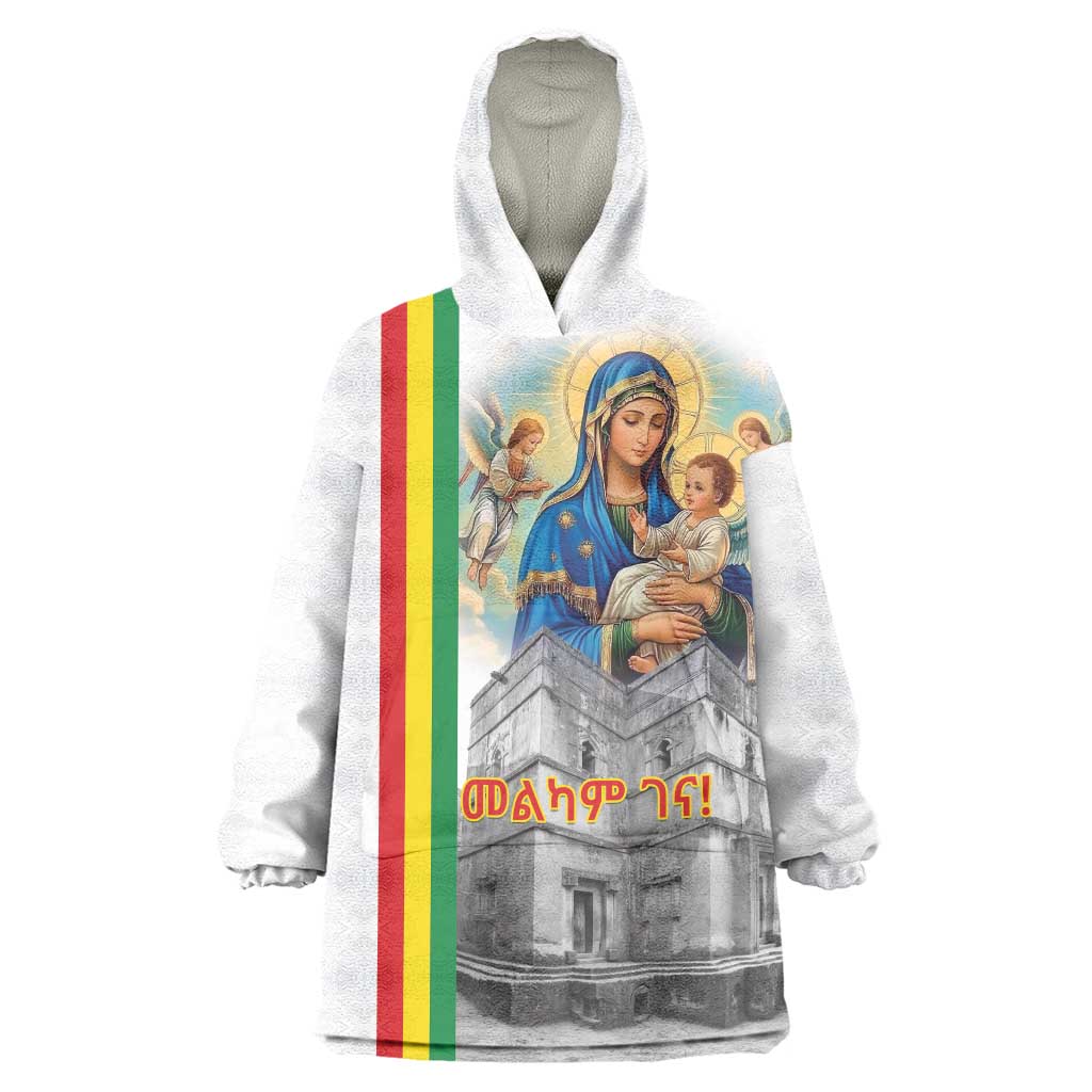 Ethiopian Christmas Wearable Blanket Hoodie Saint Mary Lalibela Churches - Wonder Print Shop