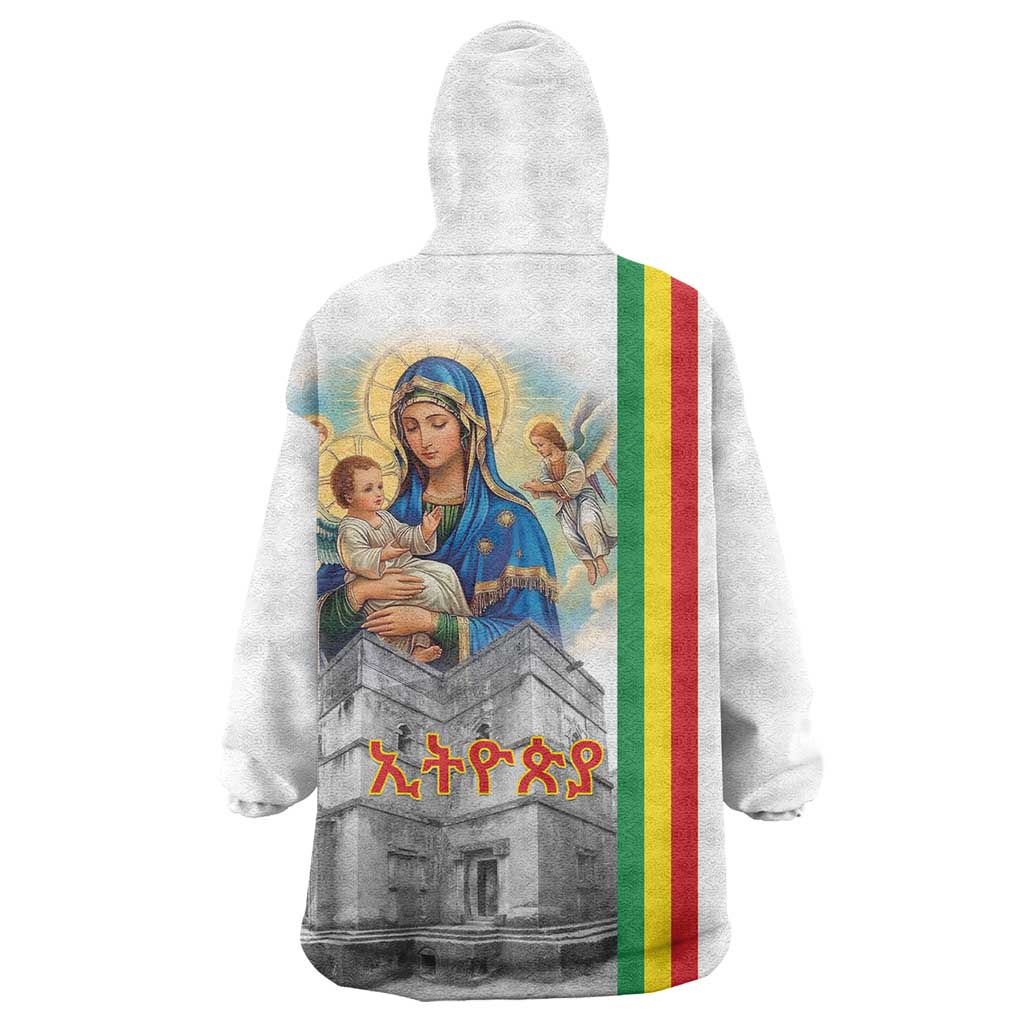 Ethiopian Christmas Wearable Blanket Hoodie Saint Mary Lalibela Churches - Wonder Print Shop