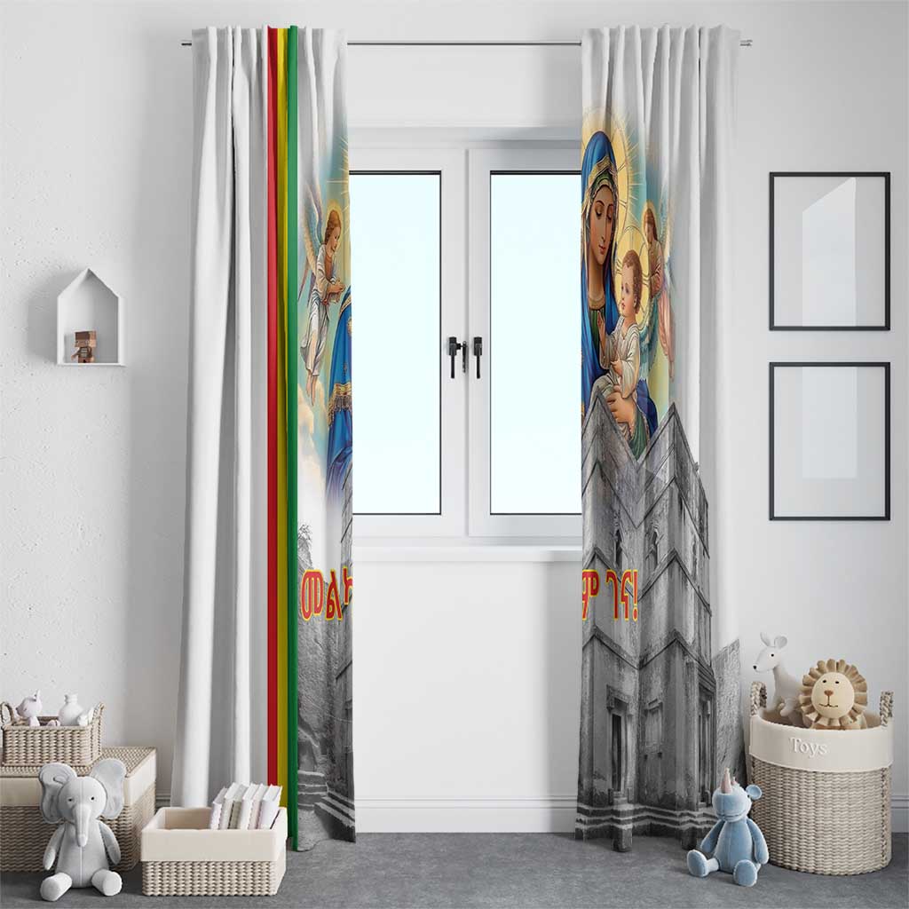 Ethiopian Christmas Window Curtain Saint Mary Lalibela Churches - Wonder Print Shop