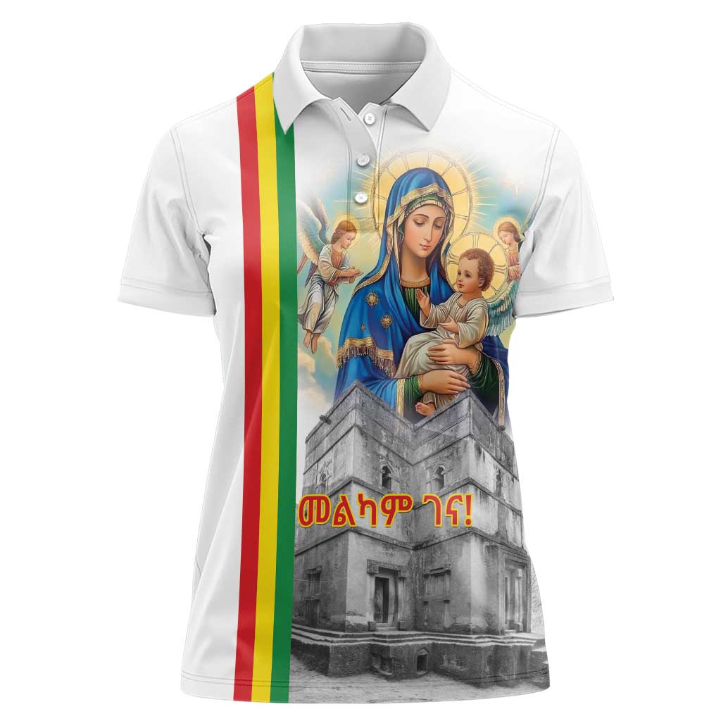 Ethiopian Christmas Women Polo Shirt Saint Mary Lalibela Churches - Wonder Print Shop