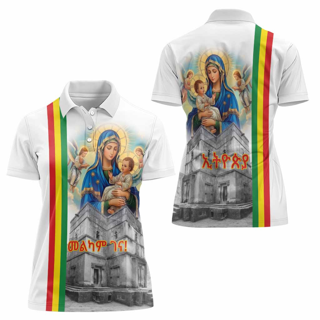 Ethiopian Christmas Women Polo Shirt Saint Mary Lalibela Churches - Wonder Print Shop