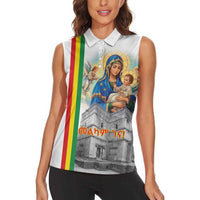 Ethiopian Christmas Women Sleeveless Polo Shirt Saint Mary Lalibela Churches - Wonder Print Shop