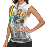 Ethiopian Christmas Women Sleeveless Polo Shirt Saint Mary Lalibela Churches - Wonder Print Shop