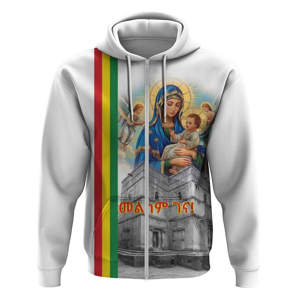 Ethiopian Christmas Zip Hoodie Saint Mary Lalibela Churches - Wonder Print Shop