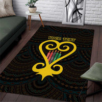 Personalised Happy Black Love Day Area Rug Sankofa Heart With Adinkra Pattern