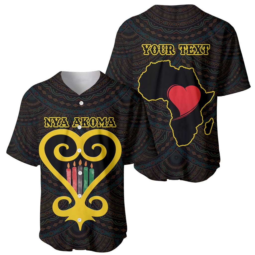 Personalised Happy Black Love Day Baseball Jersey Sankofa Heart With Adinkra Pattern