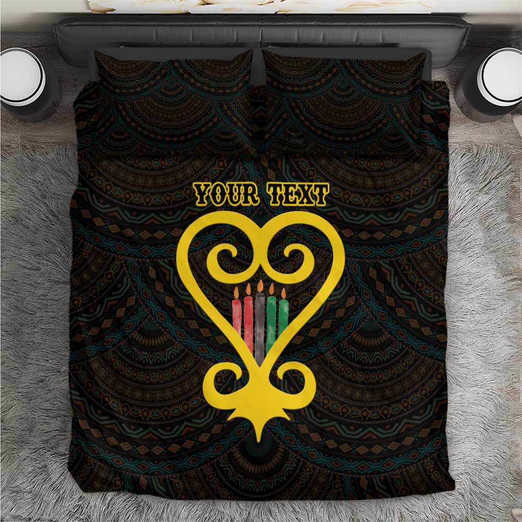 Personalised Happy Black Love Day Bedding Set Sankofa Heart With Adinkra Pattern
