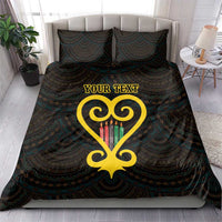 Personalised Happy Black Love Day Bedding Set Sankofa Heart With Adinkra Pattern