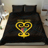 Personalised Happy Black Love Day Bedding Set Sankofa Heart With Adinkra Pattern
