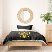 Personalised Happy Black Love Day Bedding Set Sankofa Heart With Adinkra Pattern
