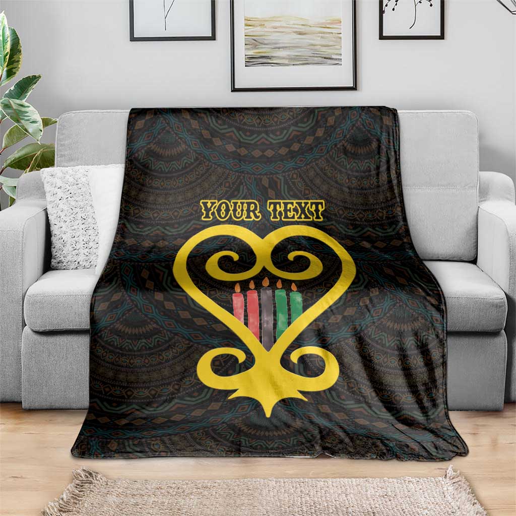 Personalised Happy Black Love Day Blanket Sankofa Heart With Adinkra Pattern