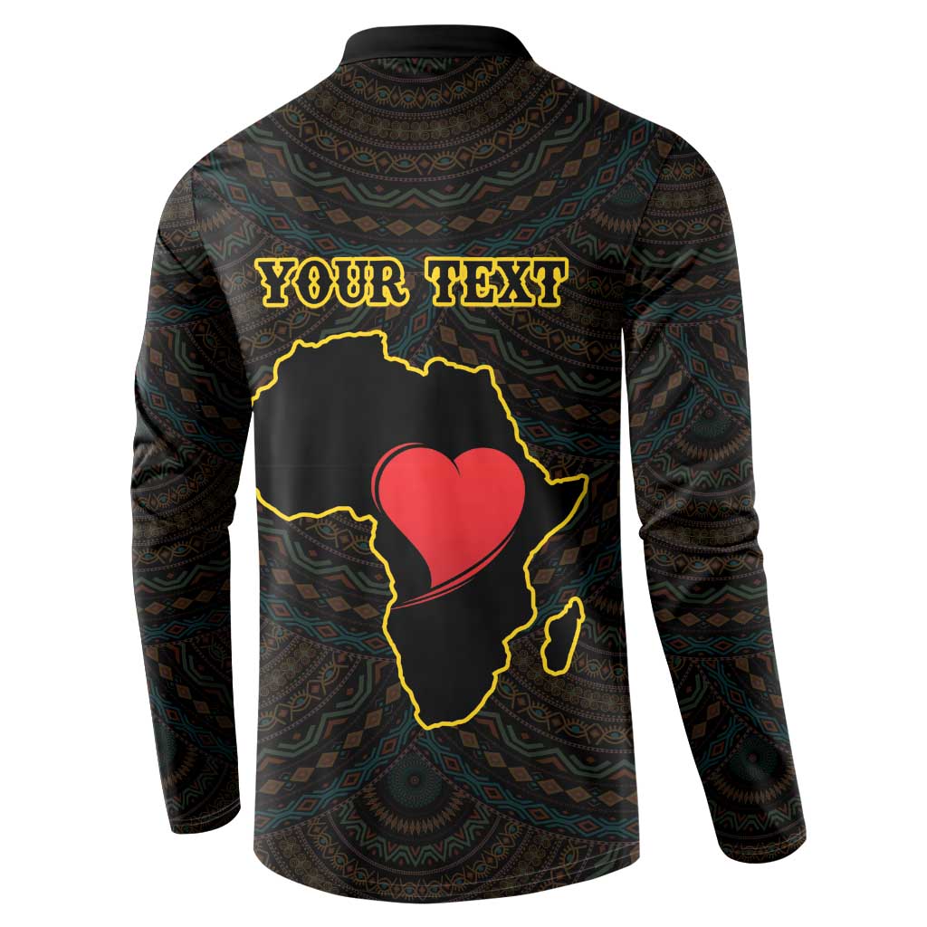 Personalised Happy Black Love Day Button Sweatshirt Sankofa Heart With Adinkra Pattern