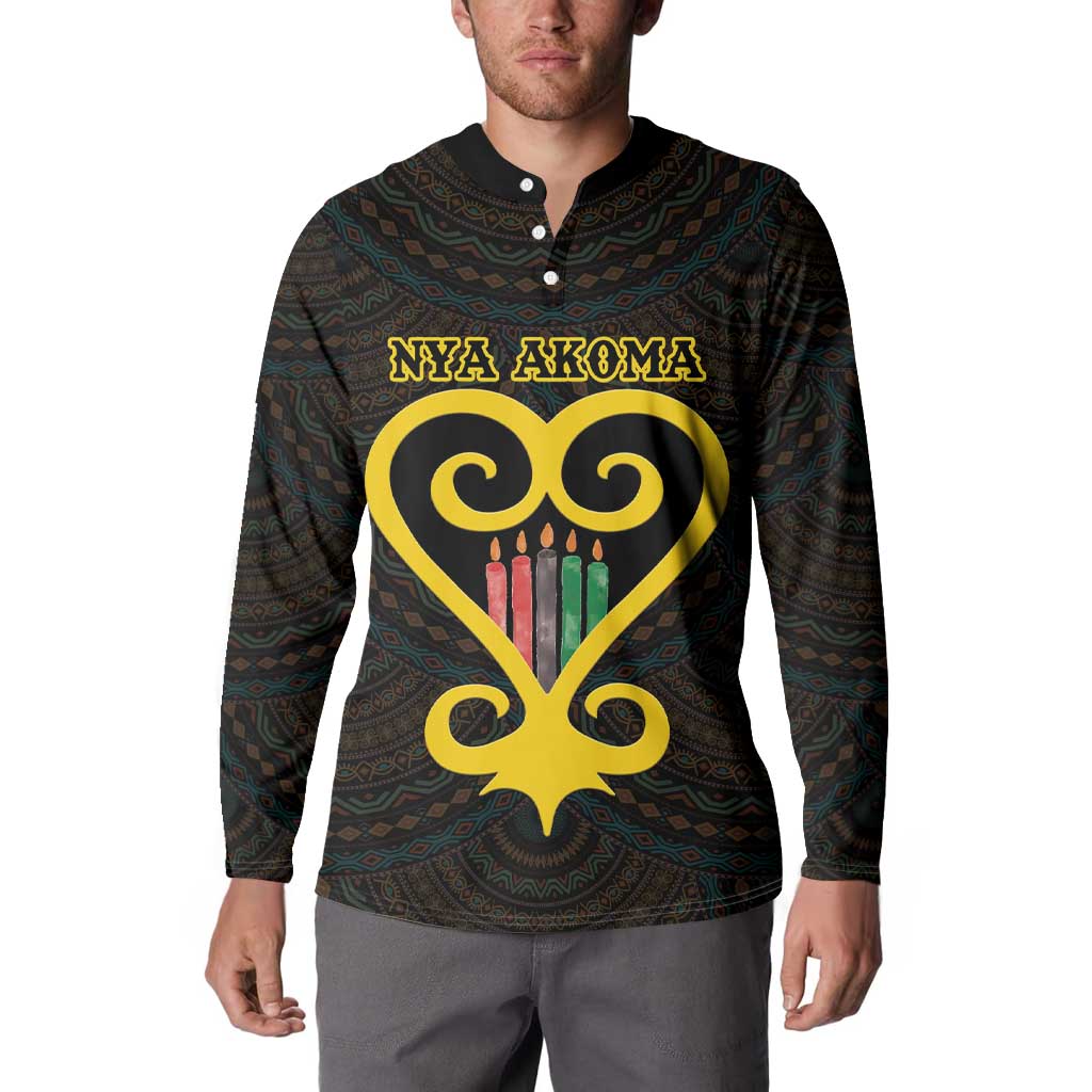 Personalised Happy Black Love Day Button Sweatshirt Sankofa Heart With Adinkra Pattern