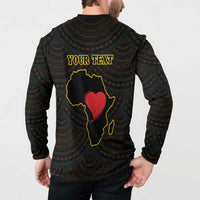 Personalised Happy Black Love Day Button Sweatshirt Sankofa Heart With Adinkra Pattern