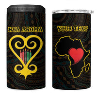 Personalised Happy Black Love Day 4 in 1 Can Cooler Tumbler Sankofa Heart With Adinkra Pattern