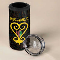 Personalised Happy Black Love Day 4 in 1 Can Cooler Tumbler Sankofa Heart With Adinkra Pattern