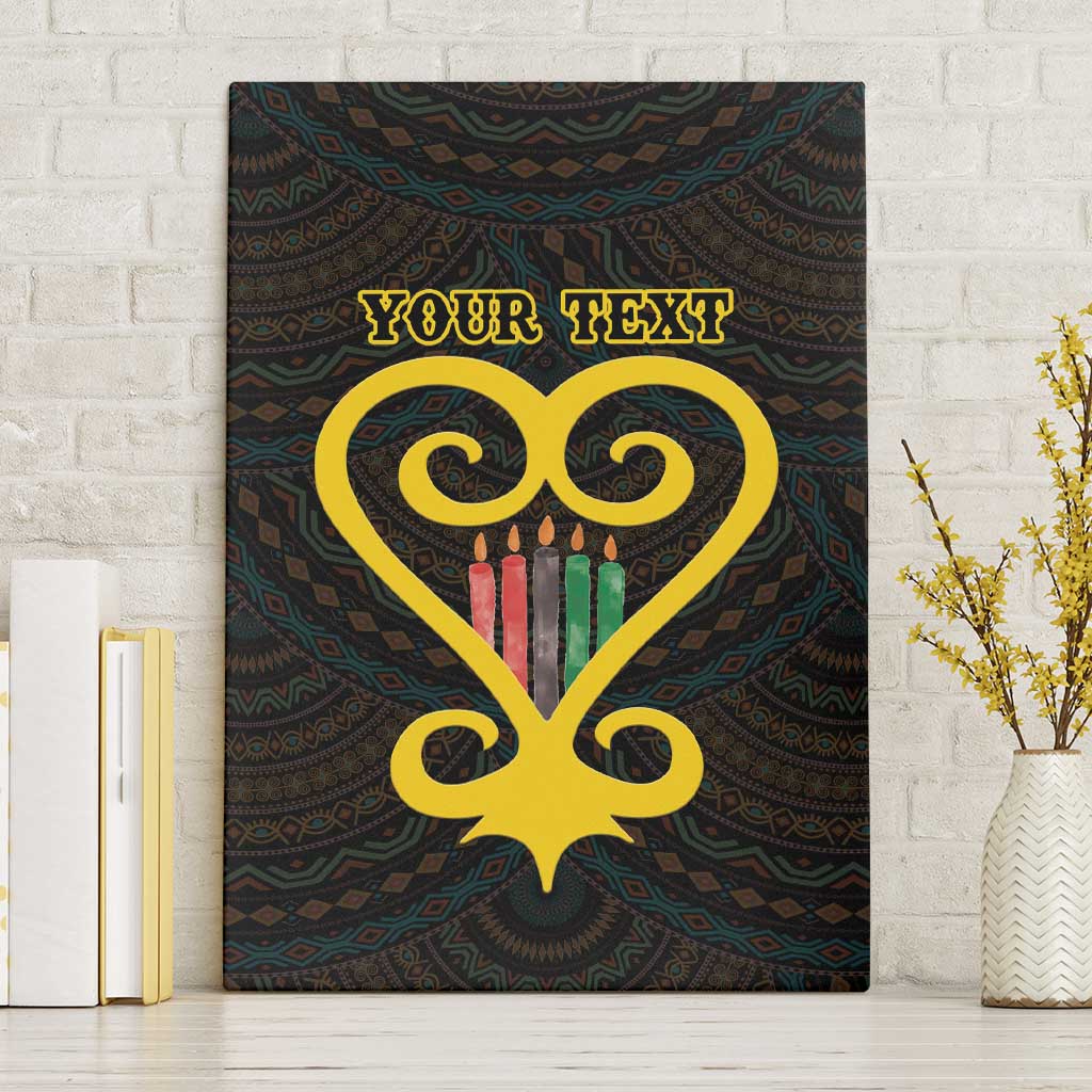 Personalised Happy Black Love Day Canvas Wall Art Sankofa Heart With Adinkra Pattern