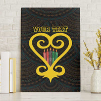 Personalised Happy Black Love Day Canvas Wall Art Sankofa Heart With Adinkra Pattern