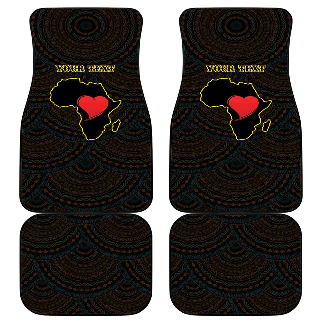 Personalised Happy Black Love Day Car Mats Sankofa Heart With Adinkra Pattern