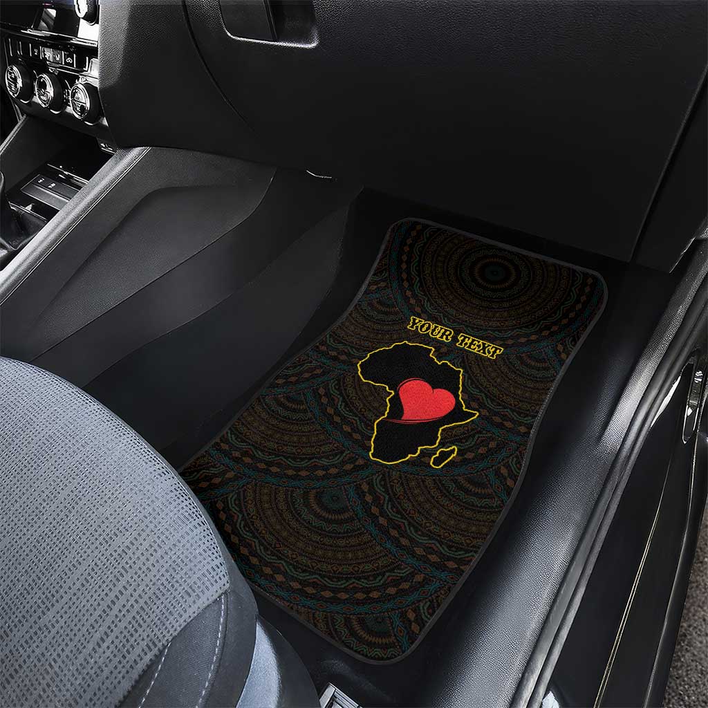 Personalised Happy Black Love Day Car Mats Sankofa Heart With Adinkra Pattern