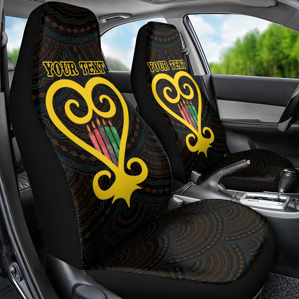 Personalised Happy Black Love Day Car Seat Cover Sankofa Heart With Adinkra Pattern