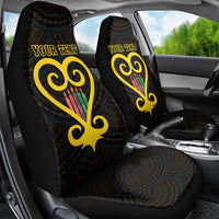 Personalised Happy Black Love Day Car Seat Cover Sankofa Heart With Adinkra Pattern