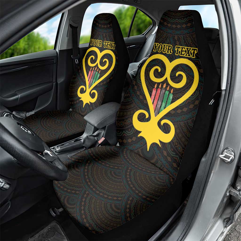 Personalised Happy Black Love Day Car Seat Cover Sankofa Heart With Adinkra Pattern