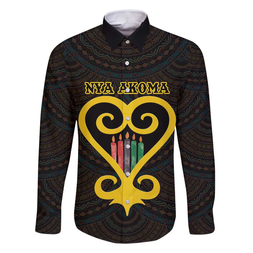 Personalised Happy Black Love Day Family Matching Long Sleeve Bodycon Dress and Hawaiian Shirt Sankofa Heart With Adinkra Pattern