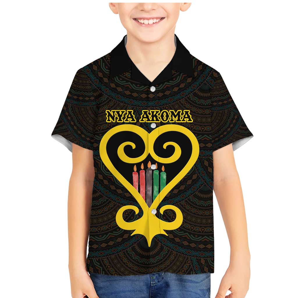 Personalised Happy Black Love Day Family Matching Mermaid Dress and Hawaiian Shirt Sankofa Heart With Adinkra Pattern