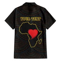 Personalised Happy Black Love Day Family Matching Off The Shoulder Long Sleeve Dress and Hawaiian Shirt Sankofa Heart With Adinkra Pattern